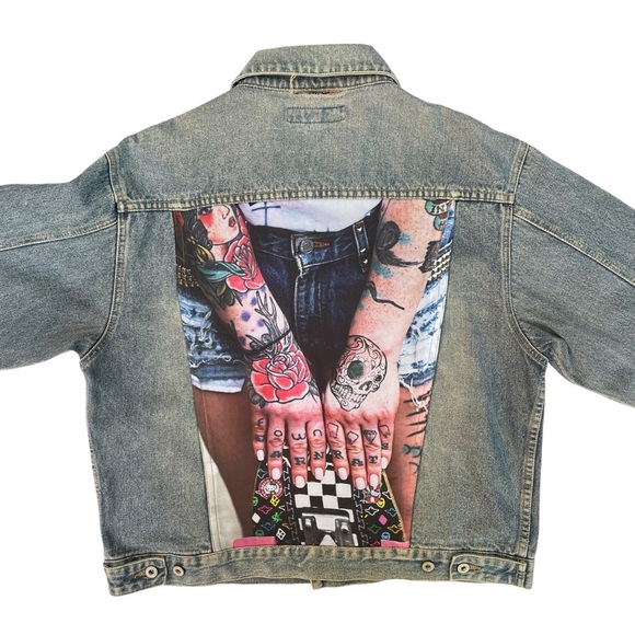 Diesel x Madz tattoo Custom Denim Jacket XXL Rock Gothcore Bikercore Plus Size - Picture 9 of 17